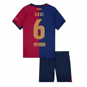 Barcelona Paez Gavi #6 Replica Home Minikit 2024-25 Short Sleeve (+ pants)